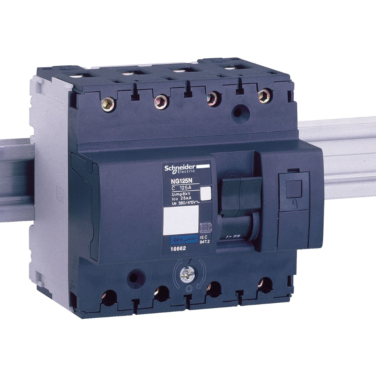 Miniature circuit breaker (MCB), Acti9 NG125N, 4P, 20A, C curve, 25kA (IEC/EN 60947-2)