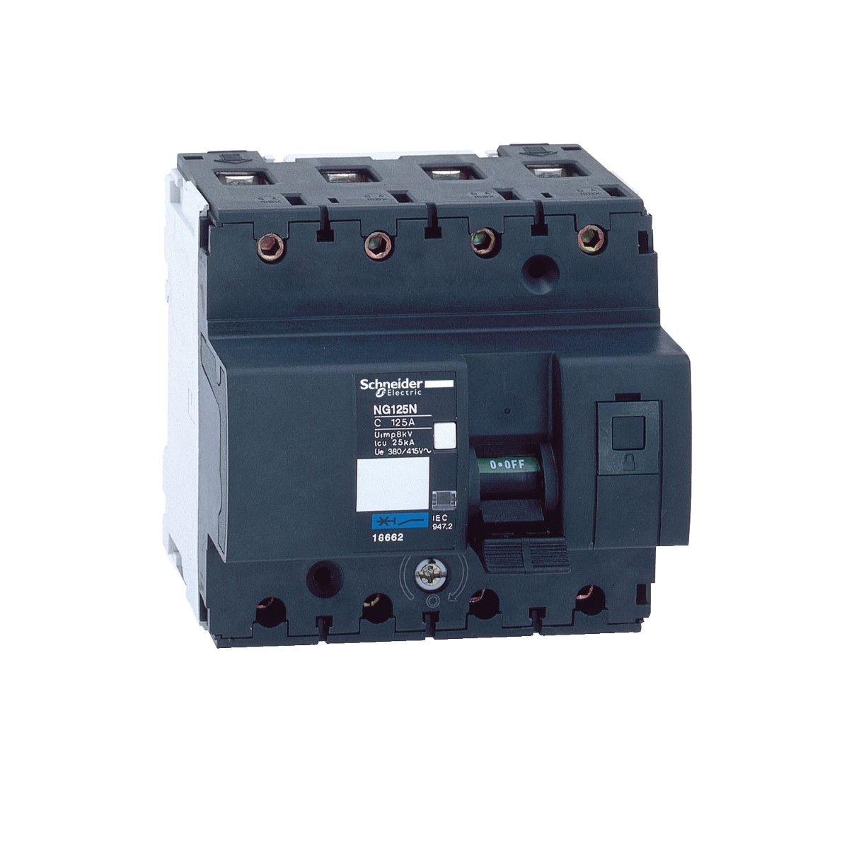 Miniature circuit breaker (MCB), Acti9 NG125N, 4P, 80A, C curve, 25kA (IEC/EN 60947-2)