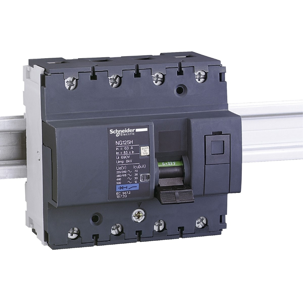 Miniature circuit breaker (MCB), Acti9 NG125H, 4P, 40A, C curve, 36kA (IEC/EN 60947-2)