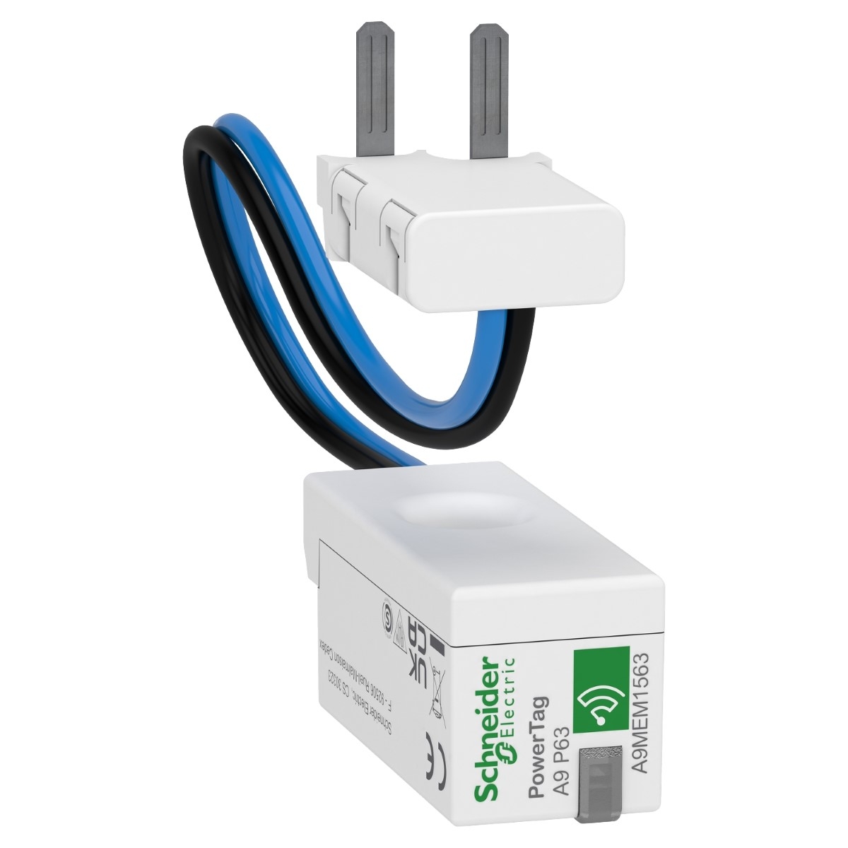 energy sensor, PowerTag PhaseNeutral 63A 1P+N bottom position for RCBO 18mm Slim