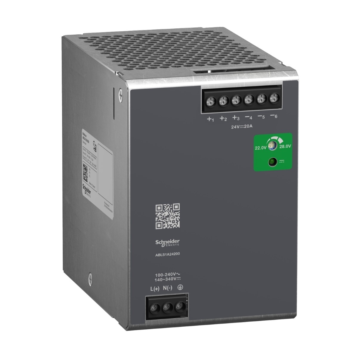 Regulated Power Supply, 100...240V AC, 24V, 20A, single phase, Optimized