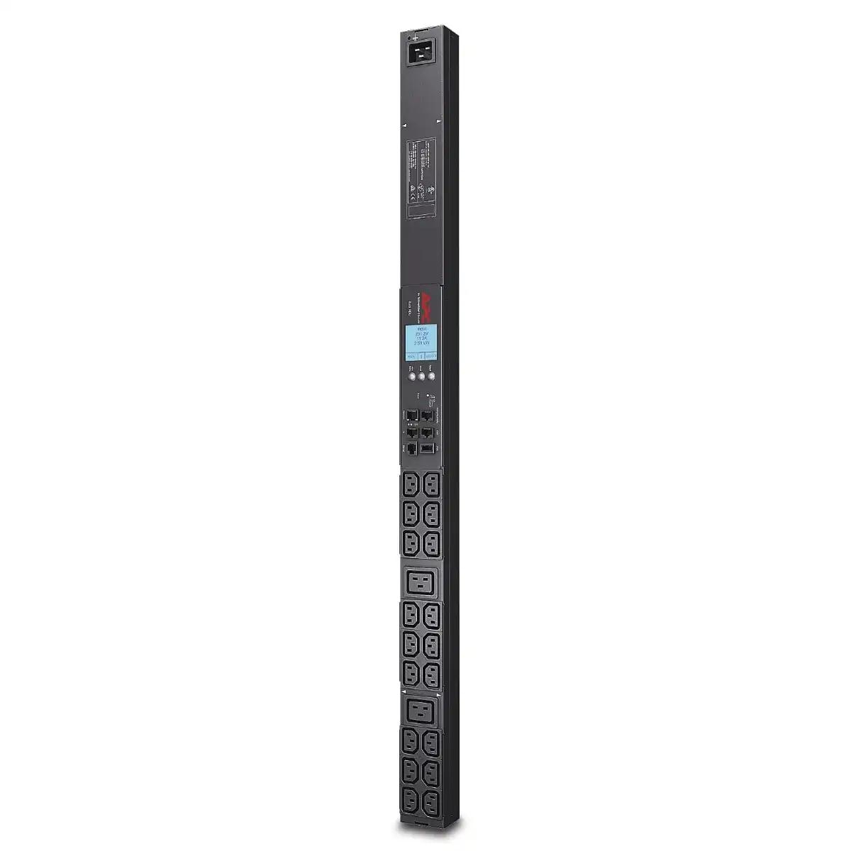 APC 	NetShelter Metered Rack PDU, 0U, 1PH, 3.7kW 230V 16A, x18	C13 and x2	C19	 outlets, IEC 309 cord