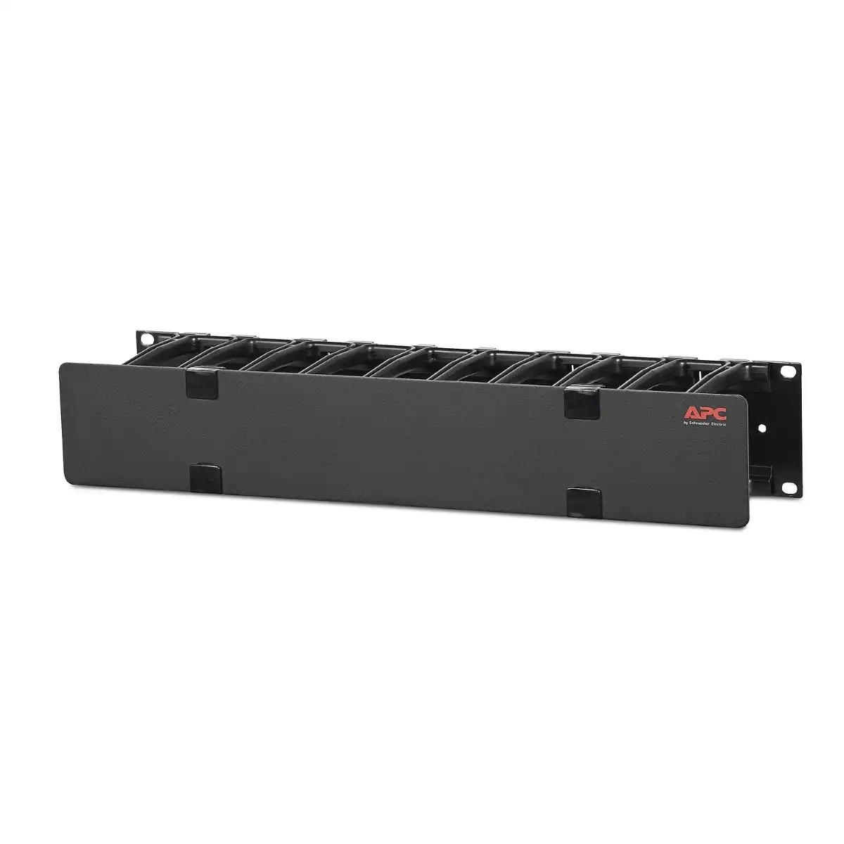 APC NetShelter Cable Management, Horizontal Cable Manager, 2U, Single Side with Cover, Black, 483 x 88 x 110 mm