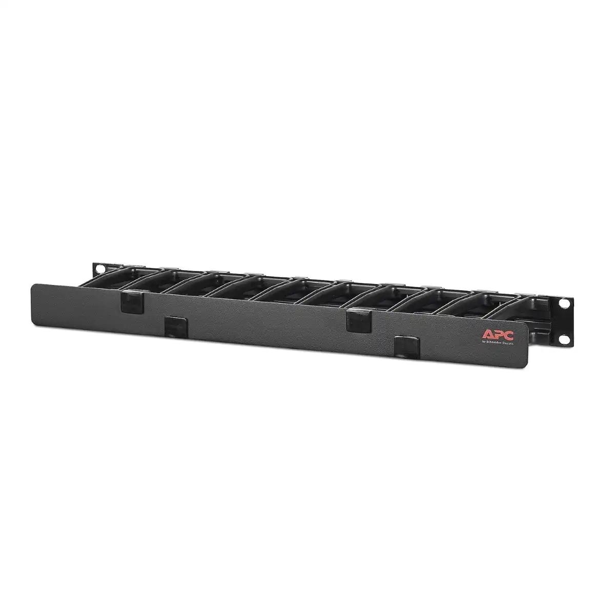 APC NetShelter Cable Management, Horizontal Cable Manager, 1U, Single Side with Cover, Black, 483 x 44 x 110 mm