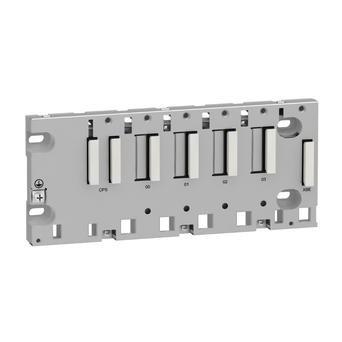 rack, Modicon M340 automation platform, 4 slots, panel, plate or DIN rail mounting, ruggedized