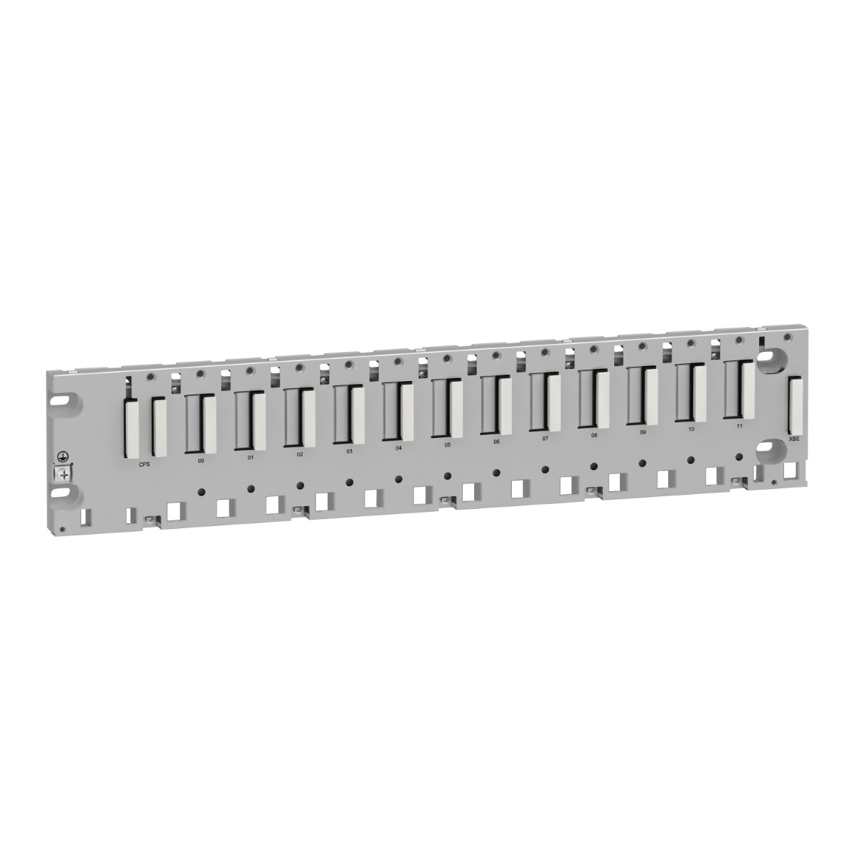 rack, Modicon M340 automation platform, 12 slots, panel, plate or DIN rail mounting, ruggedized