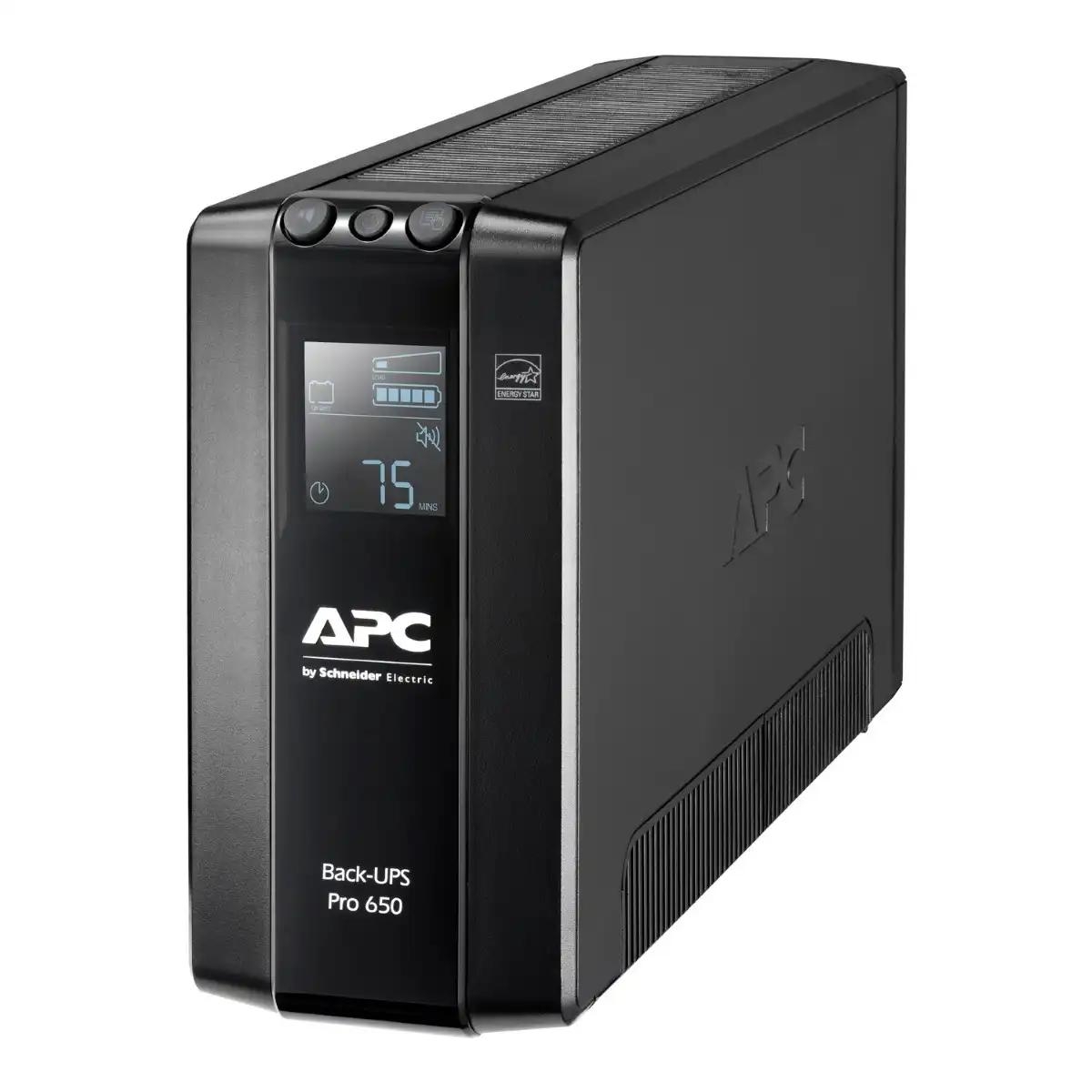 APC Back-UPS Pro, 650VA/390W, Tower, 230V, 6x IEC C13 outlets, AVR, LCD, User Replaceable Battery