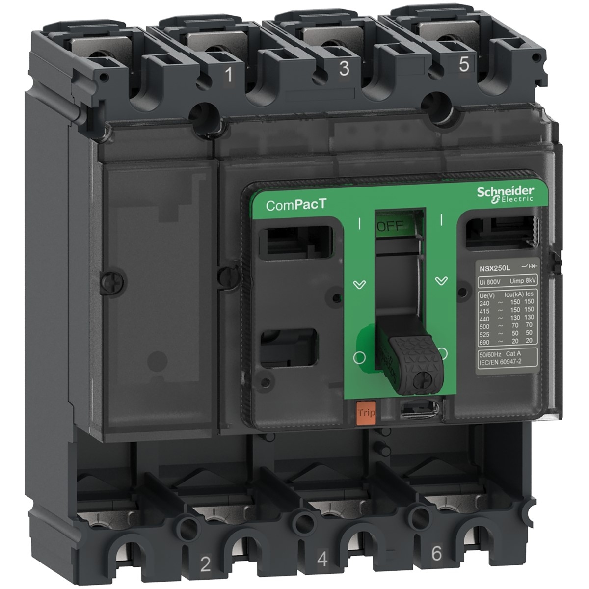 Circuit breaker basic frame, ComPacT NSX100L, 150kA/415VAC, 4 poles, 100A frame rating, without trip unit