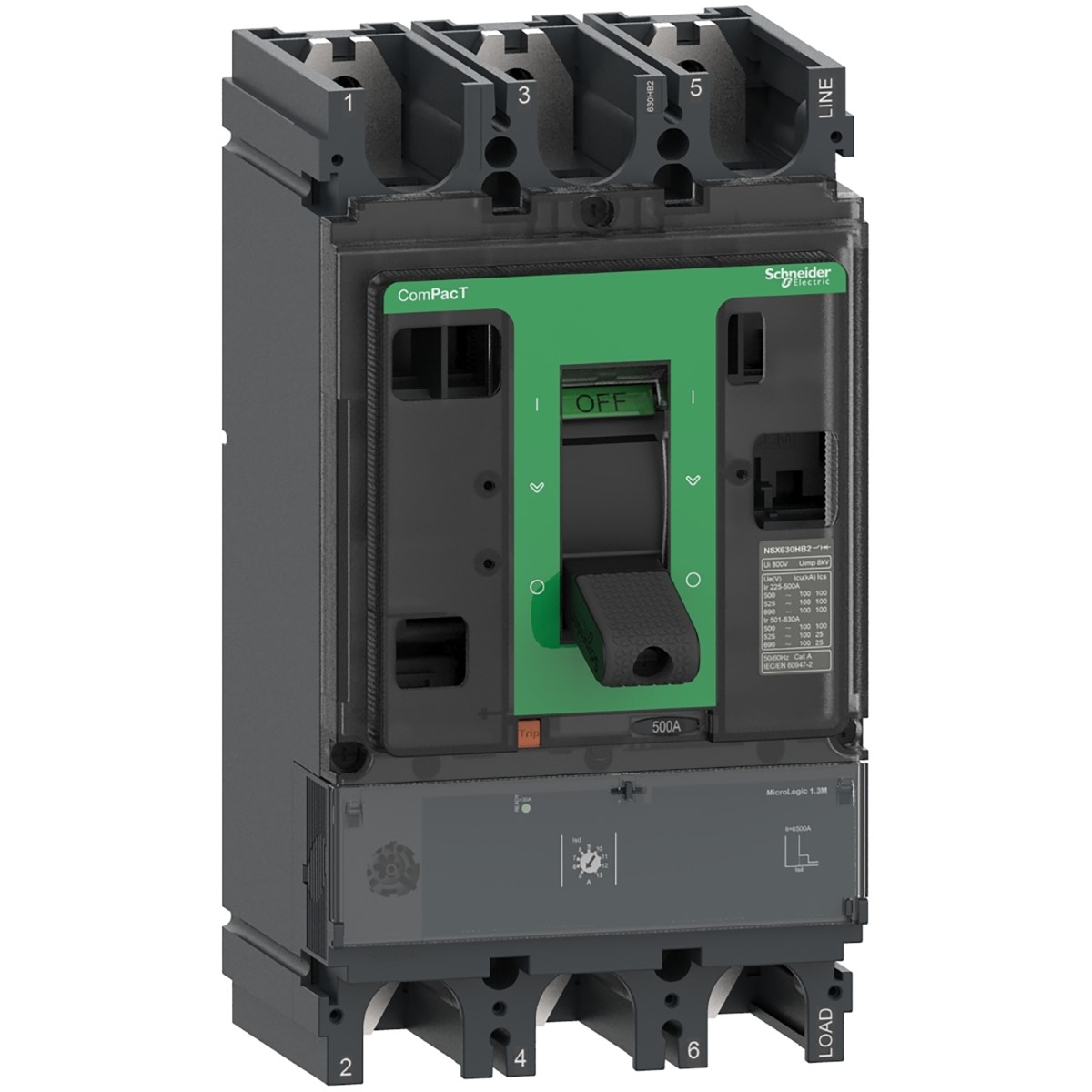 Circuit breaker, ComPacT NSX400F, 36kA/415VAC, 3 poles, MicroLogic 1.3M trip unit 320A