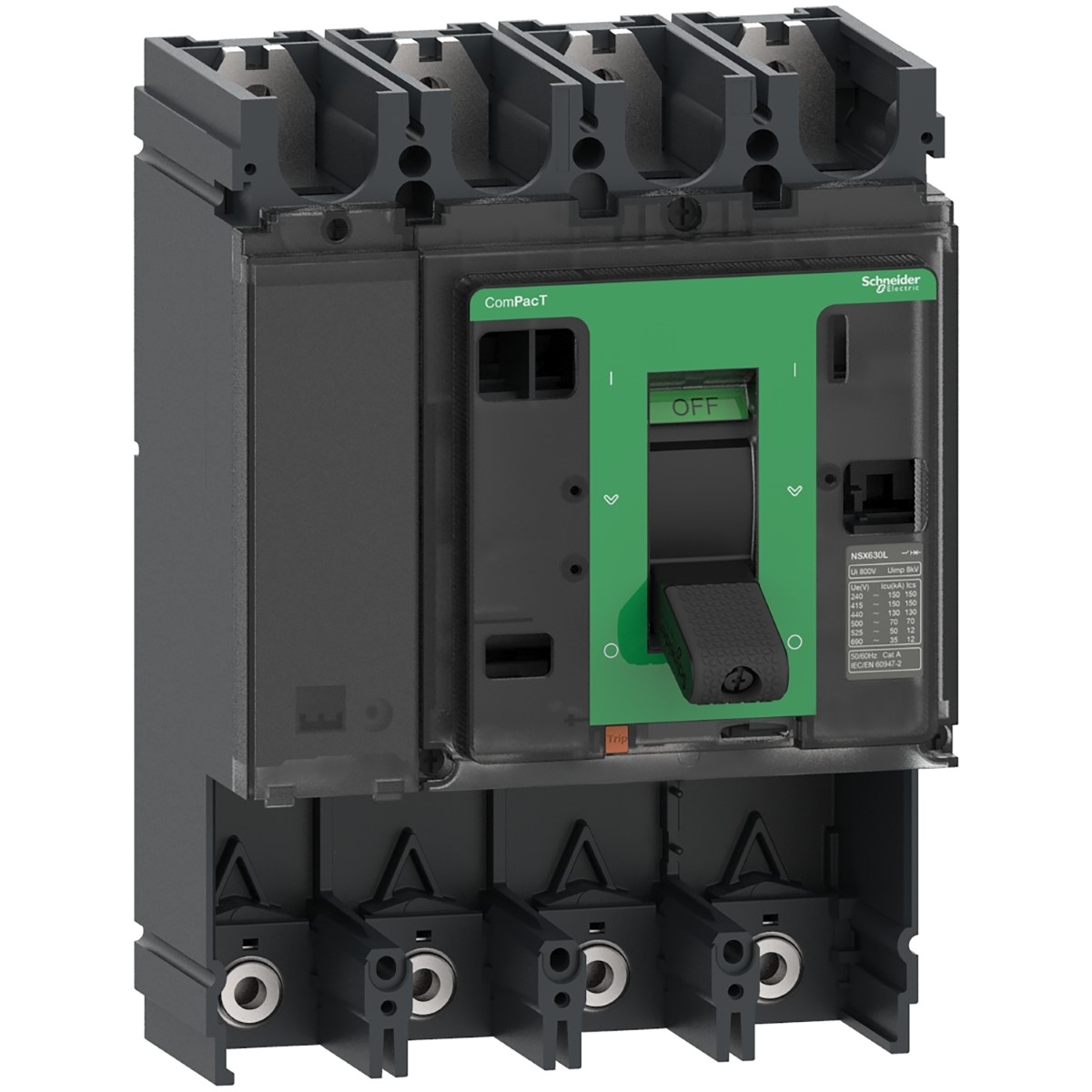 Circuit breaker basic frame, ComPacT NSX400H, 70kA/415VAC, 4 poles, 400A frame rating, without trip unit