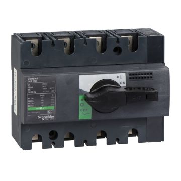 switch disconnector, Compact INS100 , 100 A, standard version with black rotary handle, 4 poles