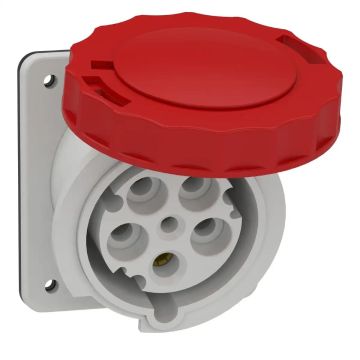 Panel mounting socket, Mureva PK, angled, 63A, 3P+N+E, 400V, IP67