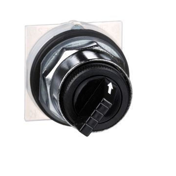 Selector switch head, Harmony 9001K, metal, standard handle, black, 30mm, 2 positions, Cam E, stay put