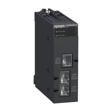 communication module, Modicon X80, Serial link module, 2 RS485 or 232 ports in Modbus and character mode, severe environment