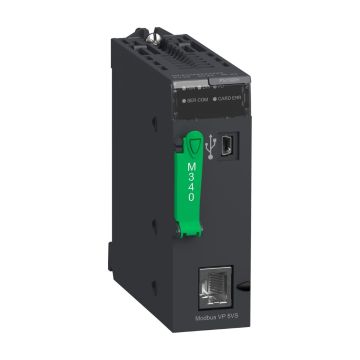 processor, Modicon M340, max 512 discrete, 128 analog IO, Modbus, for severe environments