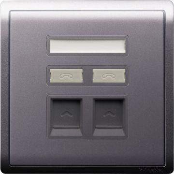 2 Gang Telephone Socket, Keystone on Shuttered Wallplate