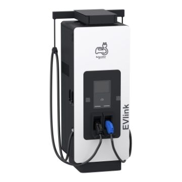 Fast charging station, EVlink Pro DC, 120kW, CCS2 + CHAdeMO connectors, 3.6m cable with cable management