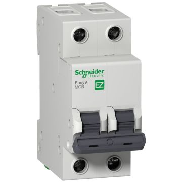 Miniature circuit breaker (MCB), Easy9, 2P, 6A, C curve, 6000A (IEC/EN 60898-1)