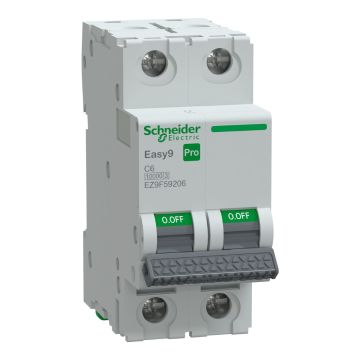 Miniature Circuit Breaker(MCB), Easy9 Pro, 2P, 6A, C curve, 10000A(IEC/EN 60898-1), 10kA(IEC/EN 60947-2)