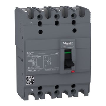 circuit breaker, EasyPact EZC100H, TMD, 20A, 4 poles 3d