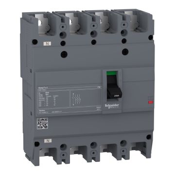 circuit breaker, EasyPact EZC250H, TMD, 100A, 4 poles 3d