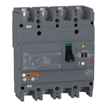 circuit breaker, EasyPact EZCV250H, TMD, 250A, 4 poles 3d