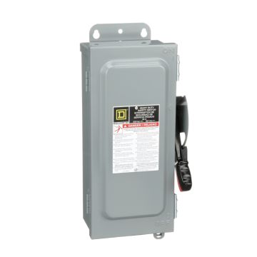 Safety switch, heavy duty, non fusible, 30A, 3 wire, 3 pole, 30hp, 600VAC/DC, NEMA 12