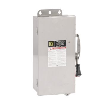 Safety switch, heavy duty, non fusible, 30A, 3 wire, 3 pole, 30hp, 600VAC/DC, NEMA 4, 4X, 5, 304 stainless steel