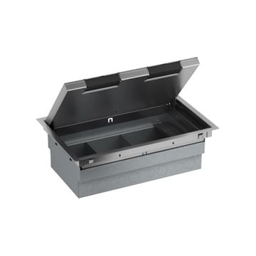 empty floor box - 3 compartments - stainless steel - 100 mm