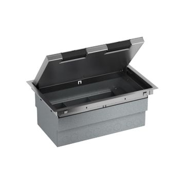 empty floor box - 3 compartments - stainless steel - 130 mm