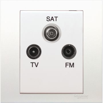 TV/FM/SAT socket, Vivace, without looping, 1 gang, white