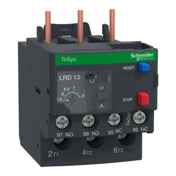 Thermal overload relay,TeSys Deca,5.5-8A,1NO+1NC,class 10A,lugs terminal,for unbalanced loads