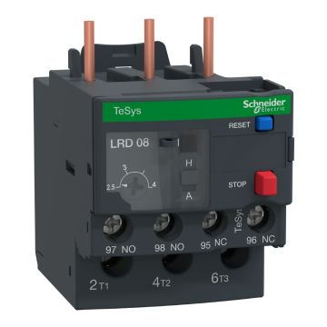 Thermal overload relay, TeSys Deca, 690VAC, 2.5 to 4A, 1NO+1NC, class 20, for D09 to D38, screw clamp