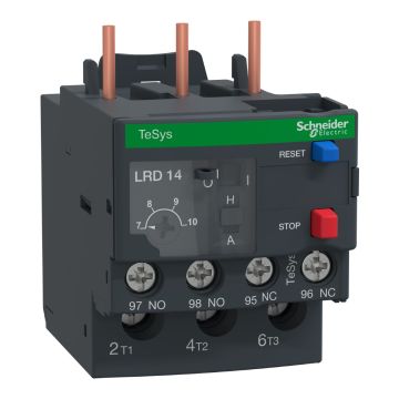 Thermal overload relay,TeSys Deca,7-10A,1NO+1NC,class 10A,lugs ring terminal