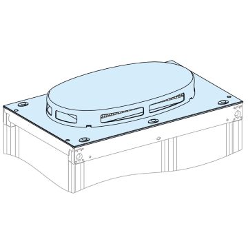 Roof plate, PrismaSeT P, for enclosure, W650mm, D400mm, IP31, with cut-out for top hood, white, RAL 9003