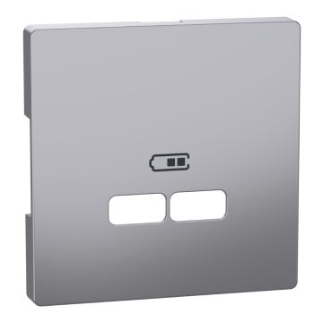 Cover plate, Merten System M, for 2 USB charger, stainless steel