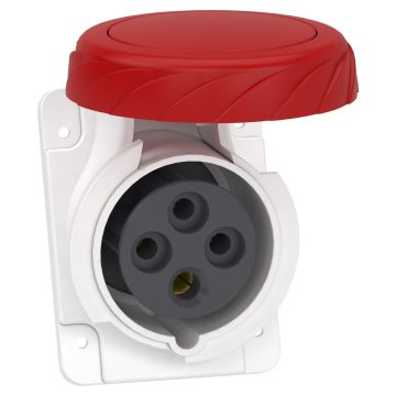 Socket, Mureva PK, panel-mounted, angled, 16A, 3P+E, 400V, IP67