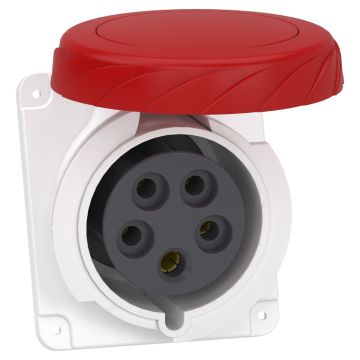 Socket, Mureva PK, panel-mounted, angled, 32A, 3P+N+E, 400V, IP67