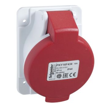 PratiKa socket - fast - angled - 16A - 2P + E - 380...415 V AC - panel