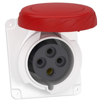 Socket, Mureva PK, panel-mounted, fast connection, 32A, 3P+E, 400V, IP67