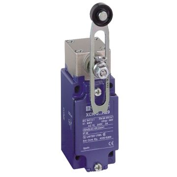 Limit switch, XC Standard, XCKJ, steel roller lever variable length, 1NC+1 NO, snap, 1/2NPT