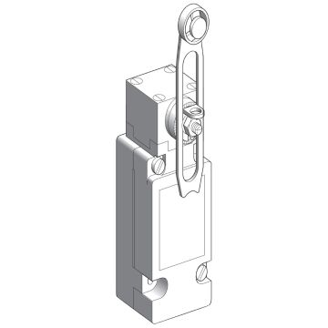 Limit switch, XC Standard, XCKJ, thermoplastic plastic roller lever var. length, 1C/O, snap, Pg13