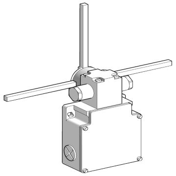 Limit switch, Limit switches XC Standard, XCKMR, reverse head stay put crossed rods, 2x(2 NC), slow, M20