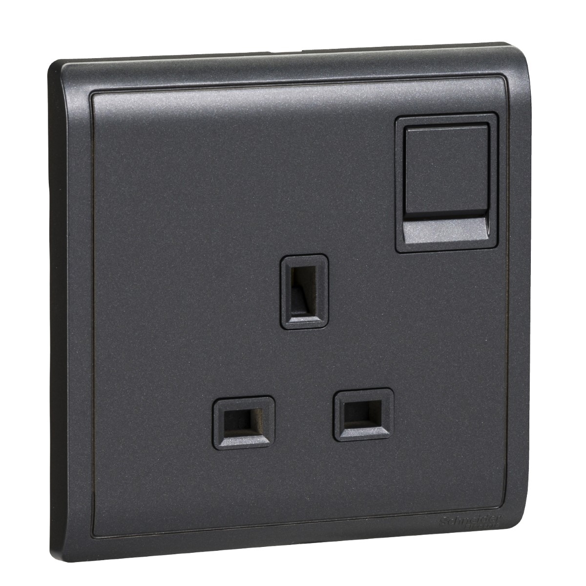 13A 250V 1Gang switched socket,Matt Black