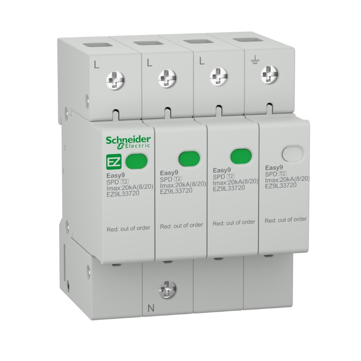 Easy9 surge arrester - 3P + N - 400 V - 20000 A