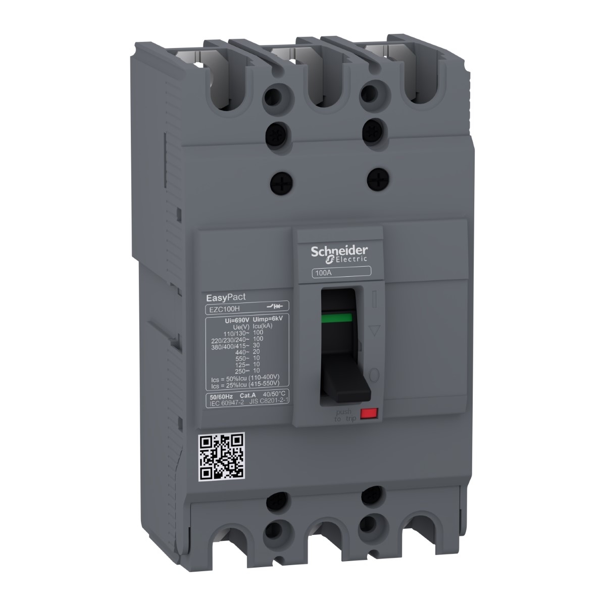 circuit breaker,EasyPact EZC100H ,TMD, 15A ,3 poles 3d