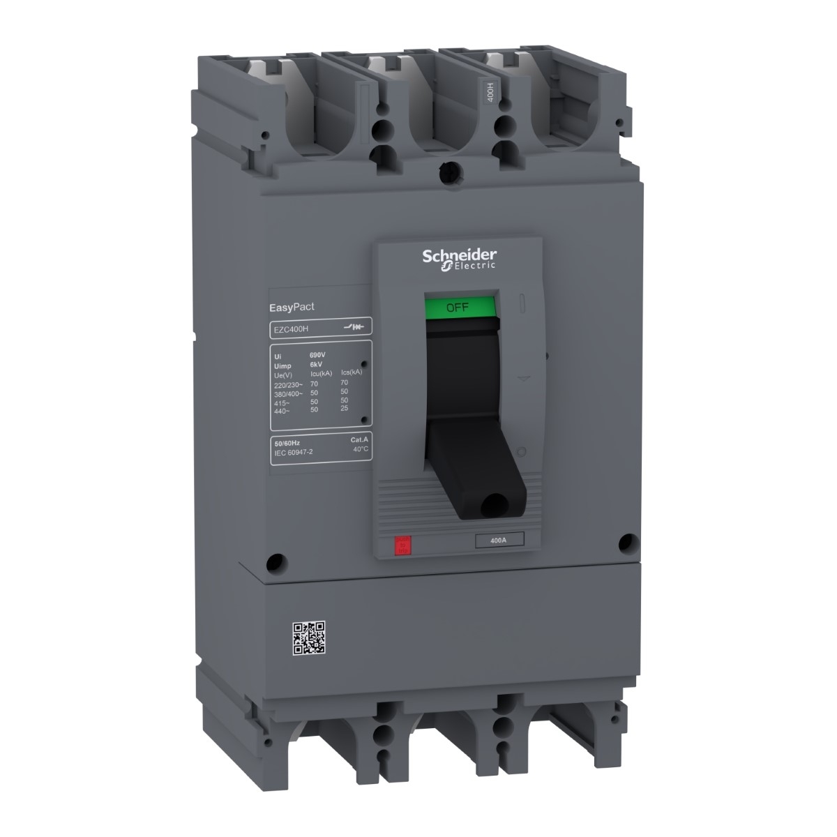 circuit breaker, Easypact EZC400H, TMD, 350A, 3 poles 3d