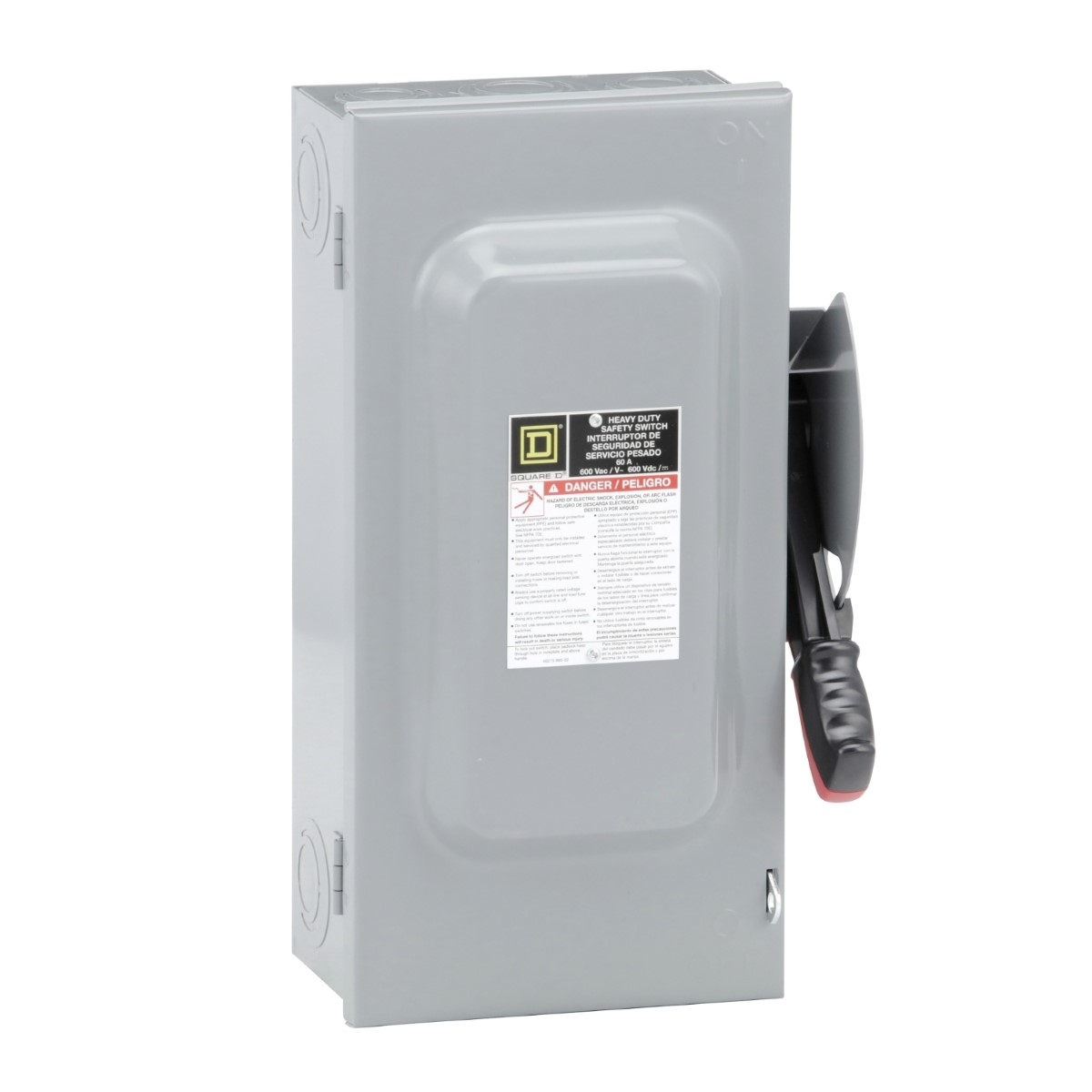 Safety switch, heavy duty, non fusible, 60A, 3 wire, 3 pole, 60hp, 600VAC/DC, NEMA 1