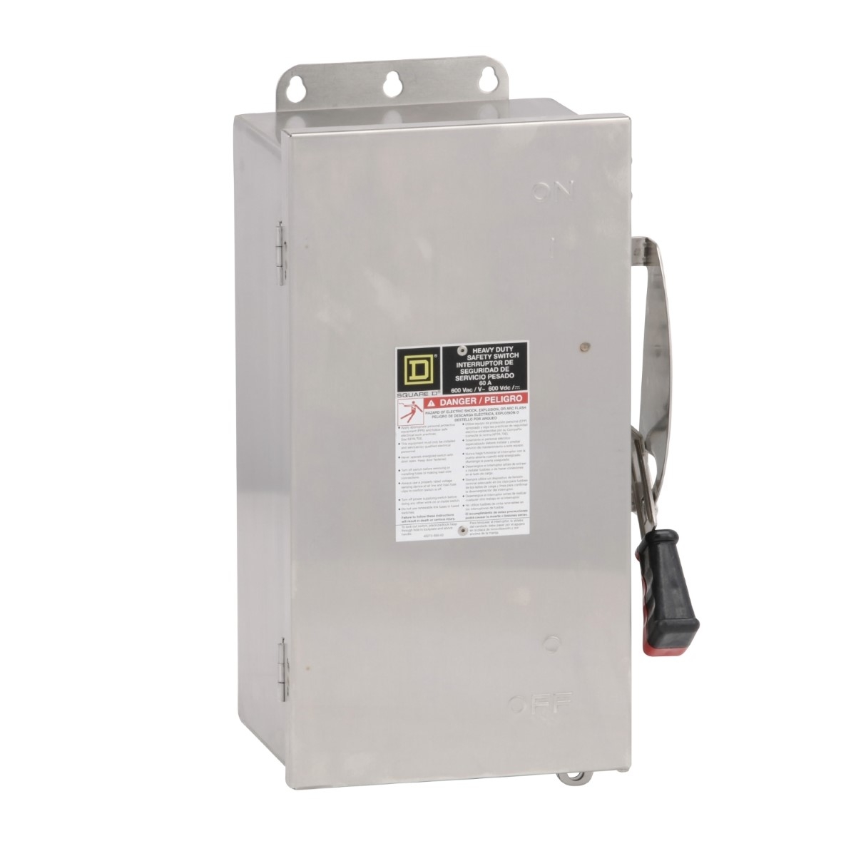 Safety switch, heavy duty, non fusible, 60A, 3 wire, 3 pole, 60hp, 600VAC/DC, NEMA 4, 4X, 5, 304 stainless steel