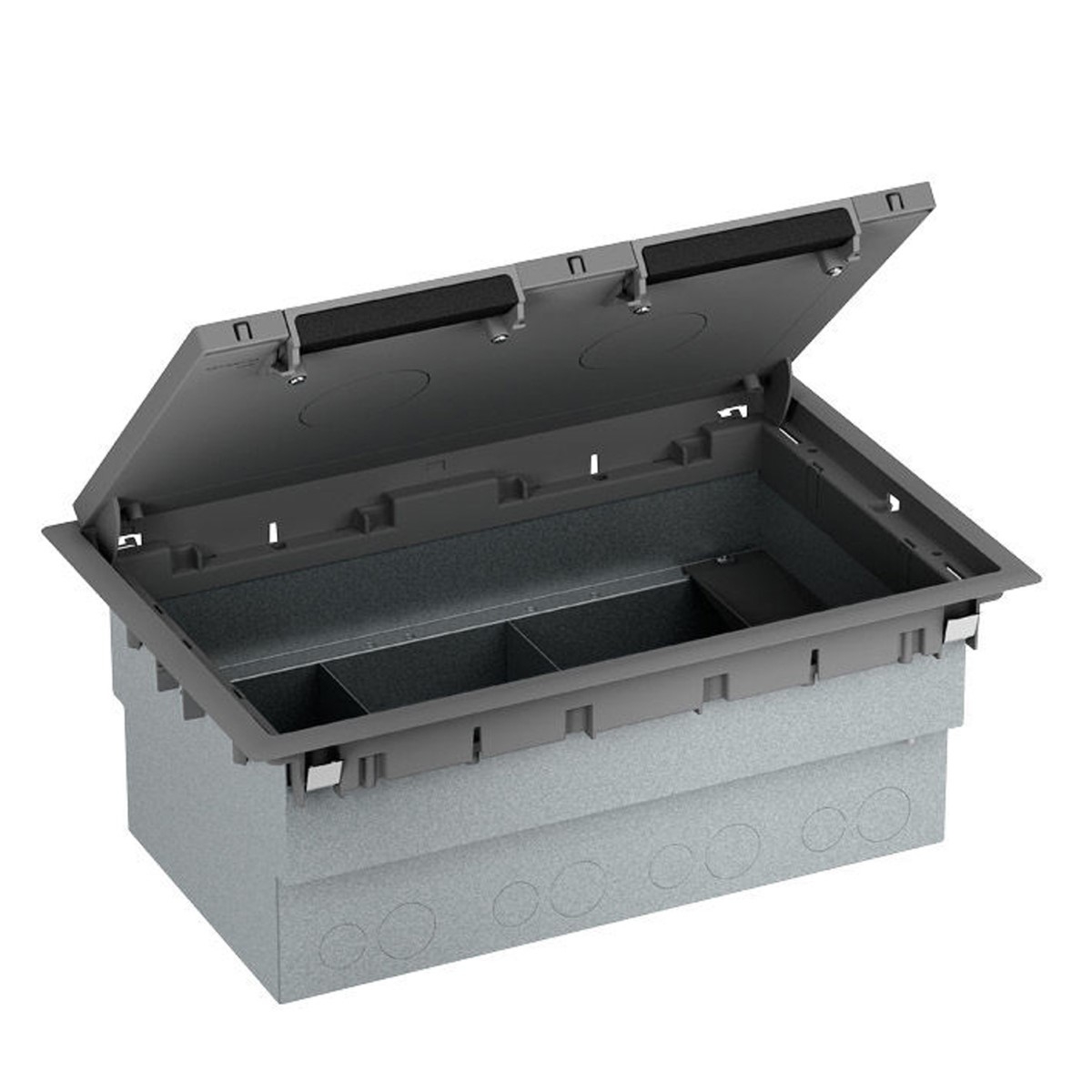 empty floor box - 3 compartments - plastic - 130 mm